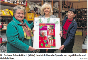 Dr. Barbara Schenk-Zitsch (Mitte) freut sich über die Spende von Ingrid Gnade und Gabriele Heer.